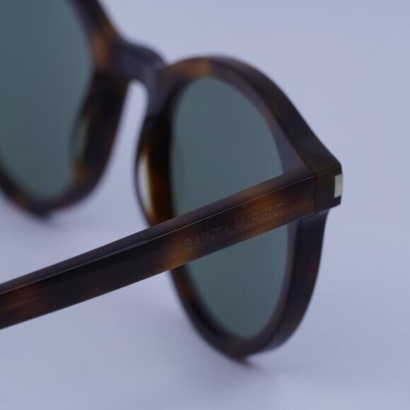 Saint Laurent SL342 003 Sunglasses Havana Round Frame, Green Lenses - Picture 6 of 11